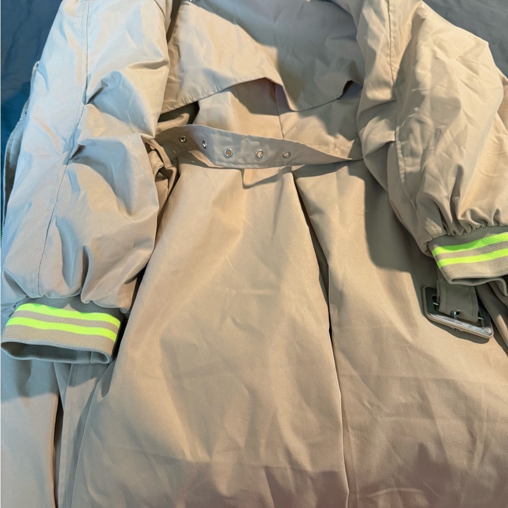 Source Unknown Beige Trench Coat with Neon Accents